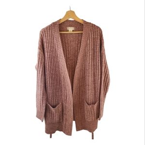 Pink/Tan Women S Altar'd State Long Knit Dust Cardigan With Pockets Oversized